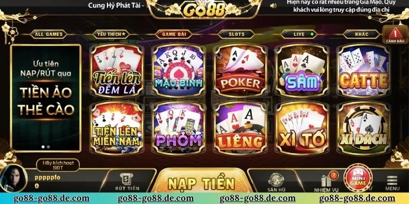 Chất lượng 5 sao cho sảnh game bài GO88